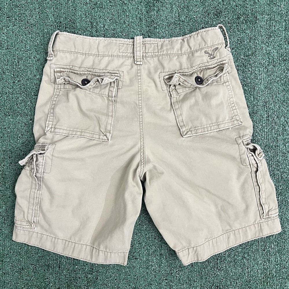 Vintage Y2K American Eagle Outfitters Mens Classic Cargo Shorts Khaki Size 33 - Picture 6 of 7